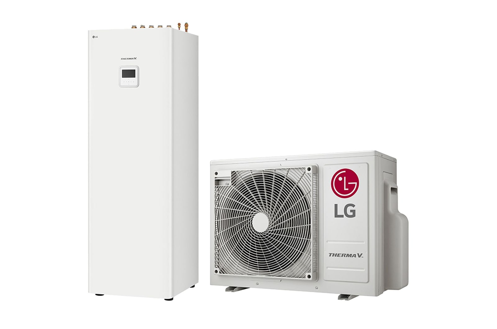 A sinistra si vede l'unità interna e a destra l'unità esterna della pompa di calore Split